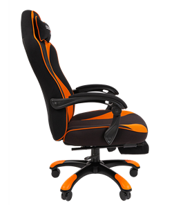 Кресло игровое CHAIRMAN GAME 35 с выдвижной подставкой для ног Ткань черная / Ткань оранжевая в Южно-Сахалинске - предосмотр 2