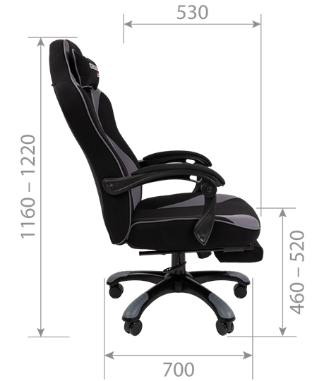 Кресло игровое CHAIRMAN GAME 35 с выдвижной подставкой для ног Ткань черная / Ткань оранжевая в Южно-Сахалинске - изображение 6