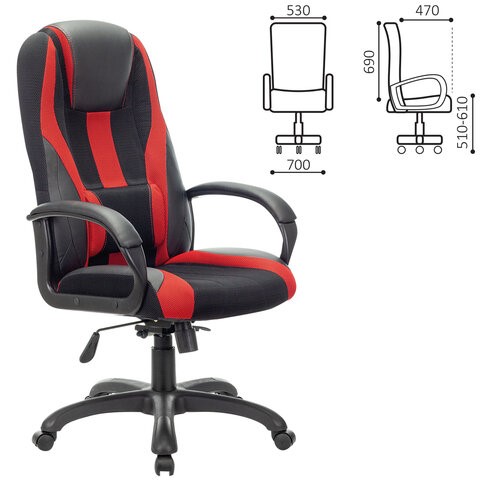 Компьютерное кресло Brabix Premium Rapid GM-102 (экокожа/ткань, черное/красное) 532107 в Южно-Сахалинске - изображение 3