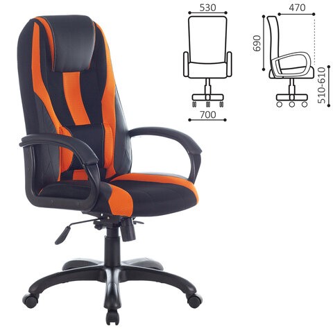 Компьютерное кресло Brabix Premium Rapid GM-102 (экокожа/ткань, черно/оранжевое) 532420 в Южно-Сахалинске - изображение 4