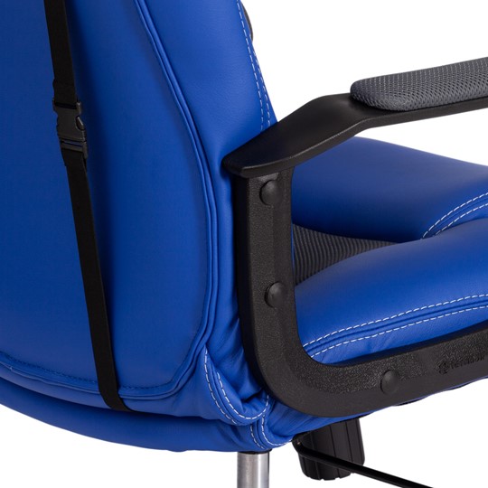 Кресло компьютерное DRIVER (22) кож/зам/ткань, синий/серый, 36-39/TW-12 арт.21153 в Южно-Сахалинске - изображение 14