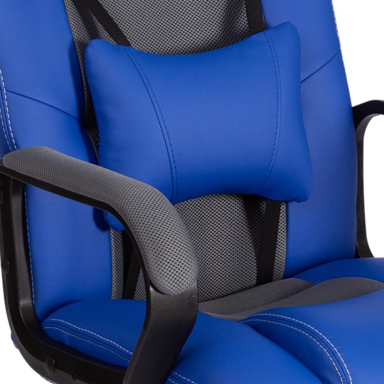 Кресло компьютерное DRIVER (22) кож/зам/ткань, синий/серый, 36-39/TW-12 арт.21153 в Южно-Сахалинске - изображение 9