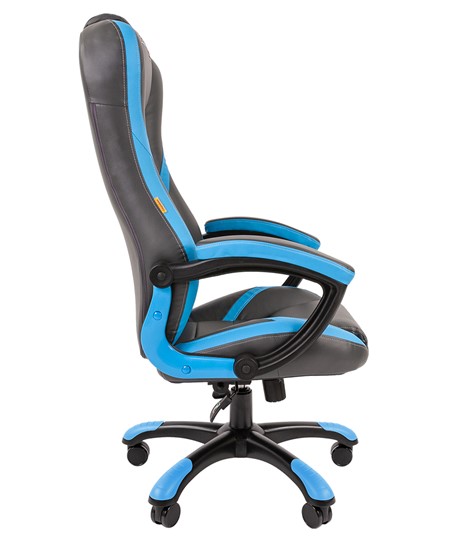 Кресло офисное CHAIRMAN GAME 22 эко кожа, серый/голубой в Южно-Сахалинске - изображение 2