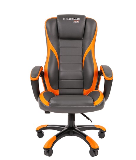 Офисное кресло CHAIRMAN GAME 22 эко кожа, серый/оранжевый в Южно-Сахалинске - изображение 3