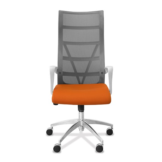 Офисное кресло Топ X белый каркас, сетка/ткань TW / серая/оранжевая в Южно-Сахалинске - изображение 1