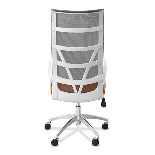 Офисное кресло Топ X белый каркас, сетка/ткань TW / серая/оранжевая в Южно-Сахалинске - изображение 5