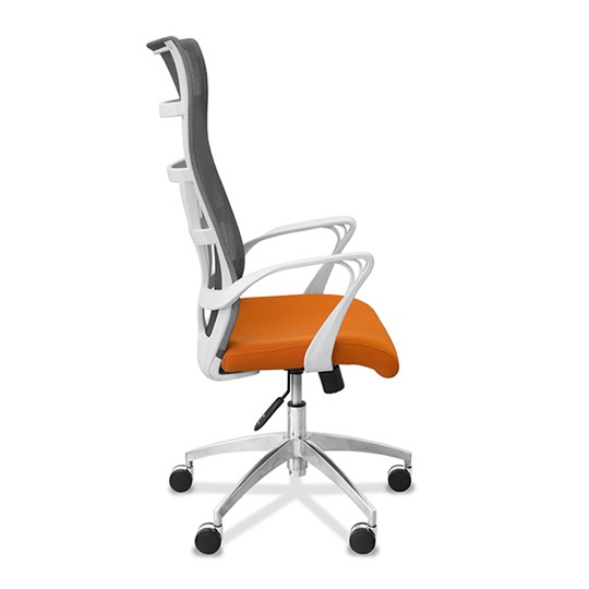Офисное кресло Топ X белый каркас, сетка/ткань TW / серая/оранжевая в Южно-Сахалинске - изображение 7