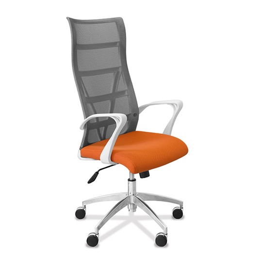 Офисное кресло Топ X белый каркас, сетка/ткань TW / серая/оранжевая в Южно-Сахалинске - изображение 8