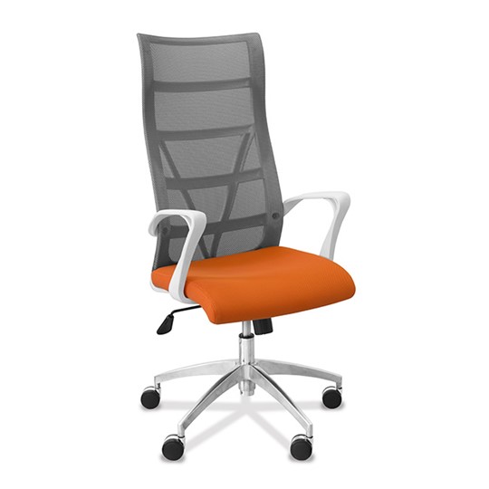Офисное кресло Топ X белый каркас, сетка/ткань TW / серая/оранжевая в Южно-Сахалинске - изображение 9