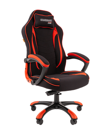 Кресло игровое CHAIRMAN GAME 28 Полиэстер комбинированная ткань красный/черный в Южно-Сахалинске - изображение