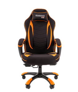 Кресло игровое CHAIRMAN GAME 28 Полиэстер комбинированная ткань оранжевый/черный в Южно-Сахалинске - предосмотр 2