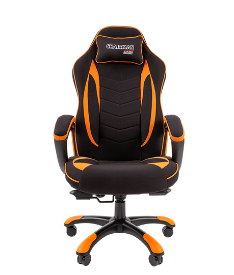 Кресло игровое CHAIRMAN GAME 28 Полиэстер комбинированная ткань оранжевый/черный в Южно-Сахалинске - изображение 2