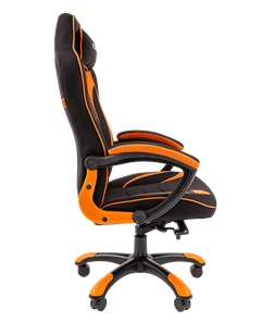 Кресло игровое CHAIRMAN GAME 28 Полиэстер комбинированная ткань оранжевый/черный в Южно-Сахалинске - предосмотр 3