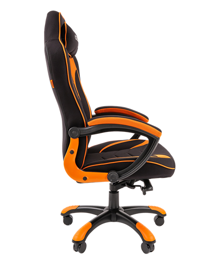Кресло игровое CHAIRMAN GAME 28 Полиэстер комбинированная ткань оранжевый/черный в Южно-Сахалинске - изображение 3