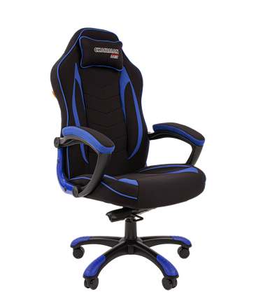 Кресло игровое CHAIRMAN GAME 28 Полиэстер комбинированная ткань синий/черный в Южно-Сахалинске - изображение