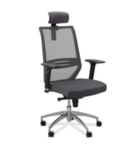 Офисное кресло для руководителя Aero lux с подголовником, сетка/ткань Сахара / серая/серая в Южно-Сахалинске
