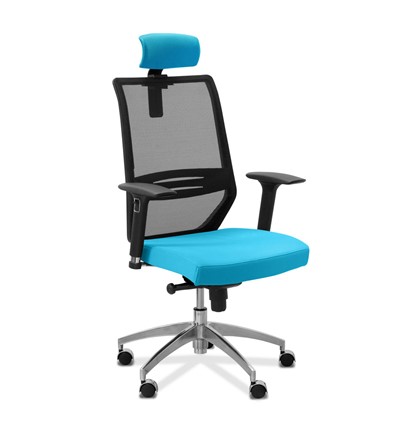 Офисное кресло Aero lux с подголовником, сетка/ткань TW / черная/голубая в Южно-Сахалинске - изображение