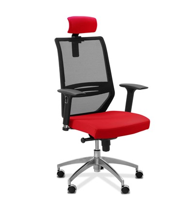 Кресло офисное Aero lux с подголовником, сетка/ткань TW / черная/красная в Южно-Сахалинске - изображение