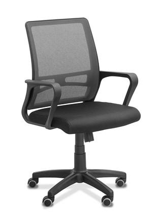 Кресло для сотрудника Акцент, сетка YM/ткань TW / черная/серая в Южно-Сахалинске - изображение