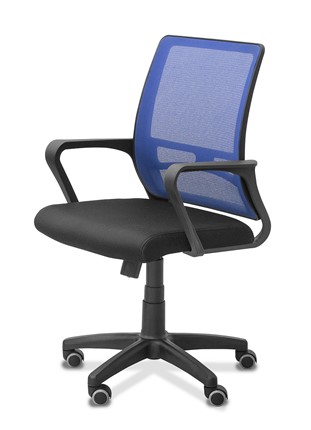 Офисное кресло для сотрудника Акцент, сетка YM/ткань TW / синяя/черная в Южно-Сахалинске - изображение