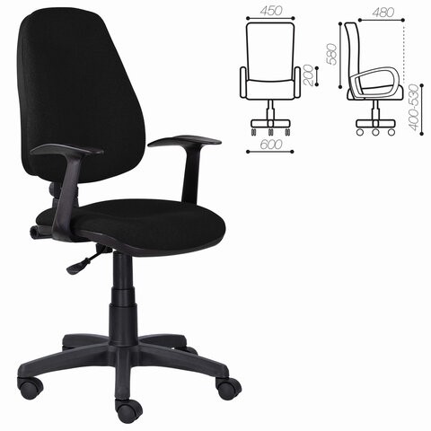 Кресло компьютерное Brabix Comfort MG-321, регулируемая эргономичная спинка, ткань, черное в Южно-Сахалинске - изображение 5