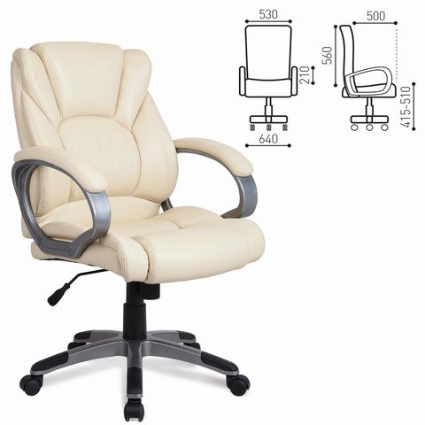 Офисное кресло BRABIX "Eldorado EX-504", экокожа, бежевое, 531167 в Южно-Сахалинске - изображение 1