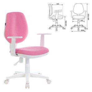 Кресло компьютерное Brabix Fancy MG-201W (с подлокотниками, пластик белый, розовое) 532409 в Южно-Сахалинске - предосмотр 3