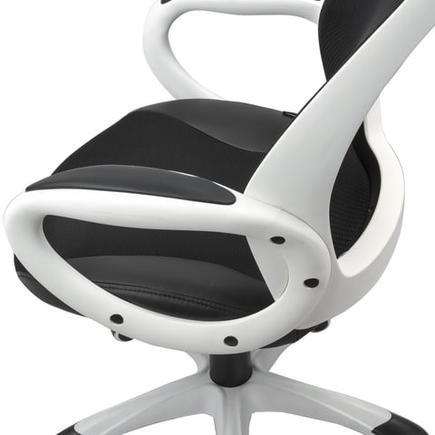 Компьютерное кресло Brabix Premium Genesis EX-517 (пластик белый, ткань/экокожа/сетка черная) 531573 в Южно-Сахалинске - изображение 6