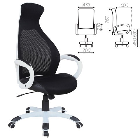 Компьютерное кресло Brabix Premium Genesis EX-517 (пластик белый, ткань/экокожа/сетка черная) 531573 в Южно-Сахалинске - изображение 1