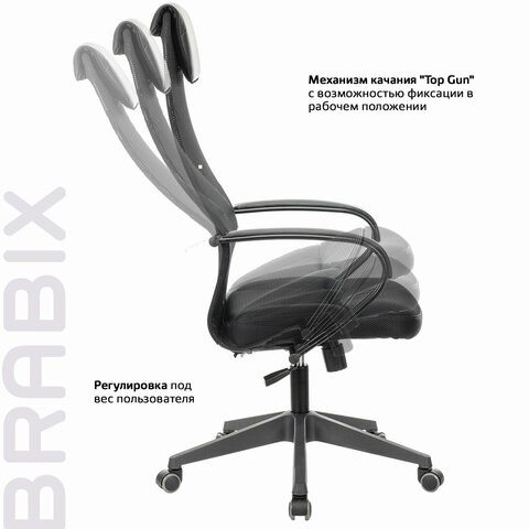 Кресло Brabix Premium Stalker EX-608 PL (ткань-сетка/кожзам, черное) 532090 в Южно-Сахалинске - изображение 15
