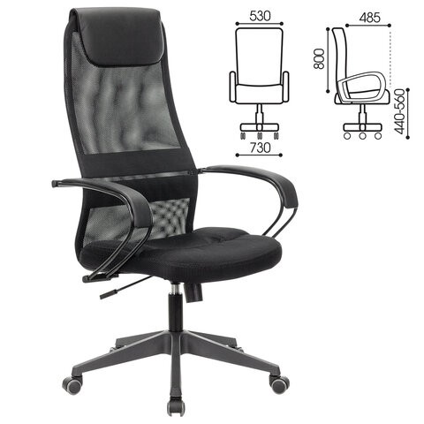Кресло Brabix Premium Stalker EX-608 PL (ткань-сетка/кожзам, черное) 532090 в Южно-Сахалинске - изображение 11