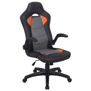Кресло офисное BRABIX "Skill GM-005", откидные подлокотники, экокожа, черное/оранжевое, 532495 в Южно-Сахалинске - предосмотр