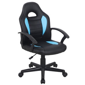 Кресло офисное BRABIX "Spark GM-201", экокожа, черное/голубое, 532505 в Южно-Сахалинске - предосмотр