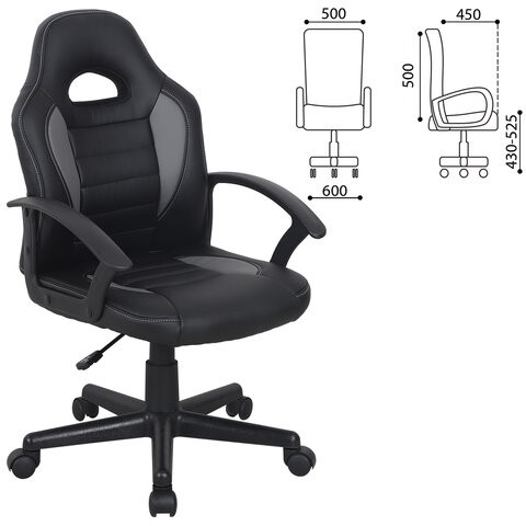 Кресло офисное BRABIX "Spark GM-201", экокожа, черное/серое, 532504 в Южно-Сахалинске - изображение 7