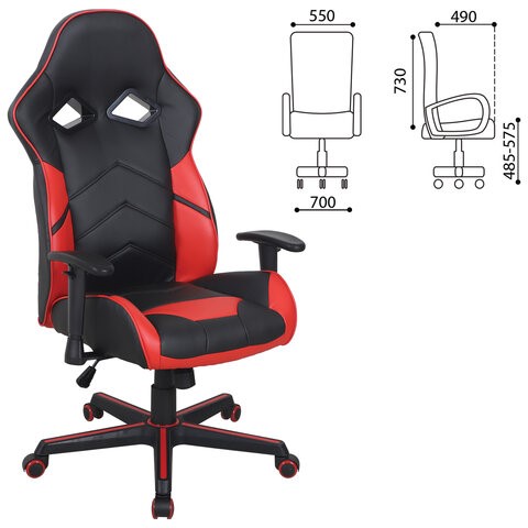 Кресло офисное BRABIX "Storm GM-006", регулируемые подлокотники, экокожа, черное/красное, 532500 в Южно-Сахалинске - изображение 8