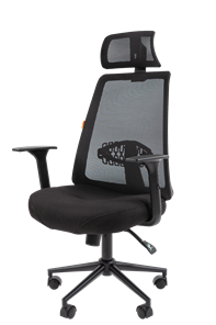 Кресло компьютерное CHAIRMAN 535 BLACK Сетчатый акрил черный / Полиэстер черный в Южно-Сахалинске - предосмотр 3