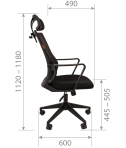 Кресло офисное CHAIRMAN 545 сетка/ткань черный в Южно-Сахалинске - предосмотр 4