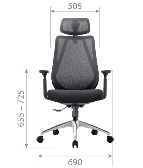 Кресло офисное CHAIRMAN 580 Сетчатый акрил серый / Полиэстер черный в Южно-Сахалинске - изображение 1