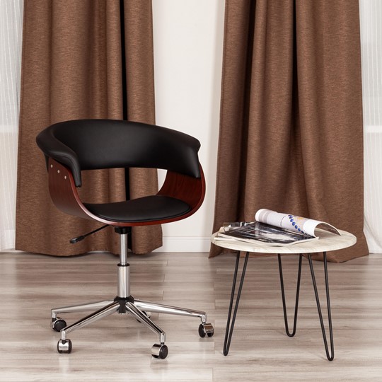 Офисное кресло VIMTA орех, кож/зам черный, арт.13663 в Южно-Сахалинске - изображение 11