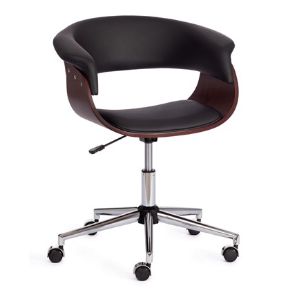 Офисное кресло VIMTA орех, кож/зам черный, арт.13663 в Южно-Сахалинске - изображение