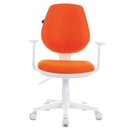 Офисное кресло Brabix Fancy MG-201W (с подлокотниками, пластик белый, оранжевое) 532410 в Южно-Сахалинске - изображение