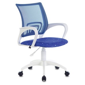 Кресло компьютерное Brabix Fly MG-396W (с подлокотниками, пластик белый, сетка, темно-синее с рисунком "Space") 532405 в Южно-Сахалинске - предосмотр