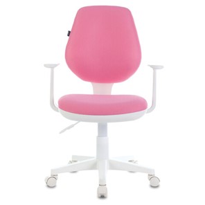 Кресло компьютерное Brabix Fancy MG-201W (с подлокотниками, пластик белый, розовое) 532409 в Южно-Сахалинске