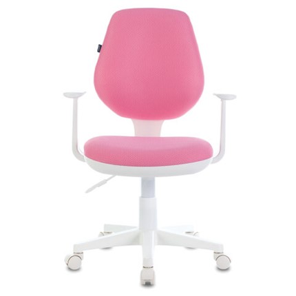 Кресло компьютерное Brabix Fancy MG-201W (с подлокотниками, пластик белый, розовое) 532409 в Южно-Сахалинске - изображение