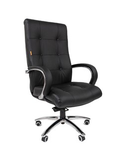 Кресло компьютерное CHAIRMAN 424 Кожа черная в Южно-Сахалинске - предосмотр 1