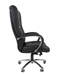 Кресло компьютерное CHAIRMAN 424 Кожа черная в Южно-Сахалинске - предосмотр 3