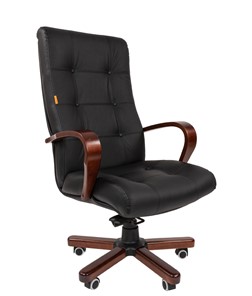 Офисное кресло CHAIRMAN 424 WD Кожа черная в Южно-Сахалинске - предосмотр
