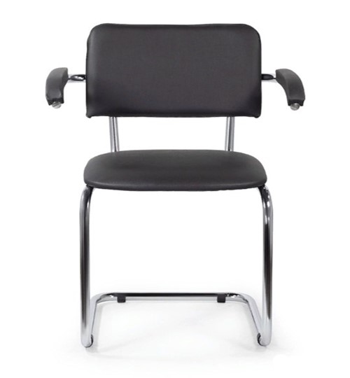 Офисный стул для посетителей Sylwia chrome arm P60, кож/зам V в Южно-Сахалинске - изображение 1