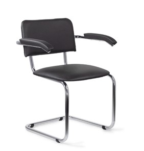 Офисный стул для посетителей Sylwia chrome arm P60, кож/зам V в Южно-Сахалинске - предосмотр