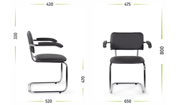 Офисный стул для посетителей Sylwia chrome arm P60, кож/зам V в Южно-Сахалинске - предосмотр 5